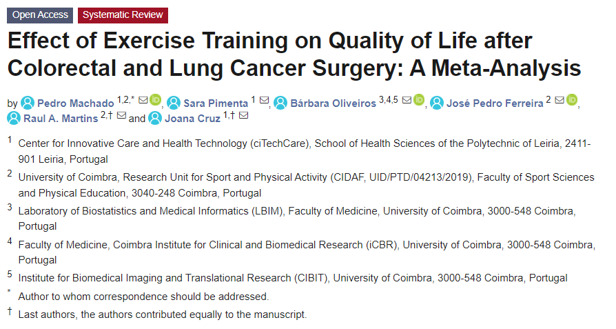 Read more about the article Effects of exercise on quality of life after surgery for lung cancer and coloretal cancer