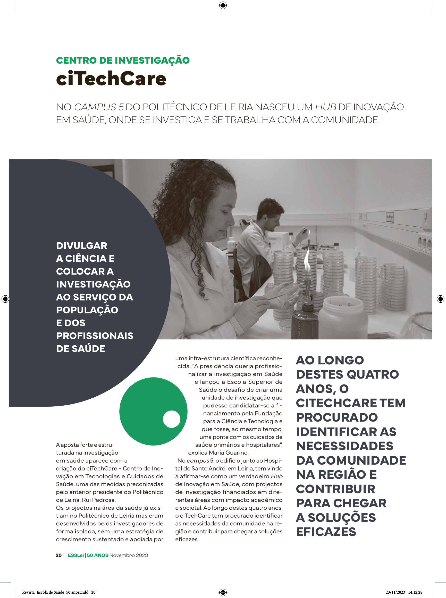 Read more about the article Jornal de Leiria highlights ciTechCare research in the 50th anniversary of ESSlei
